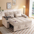65'' 3-in-1 Convertible Sofa Bed with Adjustable Backrest Pull Out Sofa Chenille Couch Sleeper 360° Swivel Side Table Easy Assembly for Living Room &amp Apartments Khaki