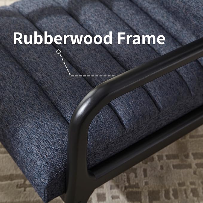 VKNOW Accent Chairs with Rubberwood Frame Accent Chairs Set of 2 Mid-Century Modern Upholstered Reading Armchair High Back Lounge Armchair Living Room Chair for Bedroom Reading Room Dark Blue