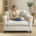 ERYE 46.9 Chenille Upholstered Accent Chair Wide Seat for Living Room Bedroom Modern Leisure Cushion Armchair W/ 2 Pillows and Removable Cover for Home Apartment Office