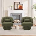 Swivel Accent Chair with Armrest Modern 360 Degree Swivel Round Lounge Chair with Curve Back and Cushion Comfy Upholstered Armchair Single Sofa for Living Room Bedroom Reading Room Green 2PCS