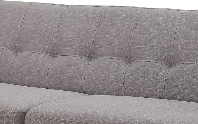 AC Pacific Crystal Collection Mid Century Modern Living Room Furniture Tufted Back Solid Espresso Legs Plush Upholstery Accent Piece with Minimal Assembly Sofa Light Grey