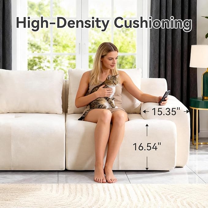 Oversized U-Shaped Sectional Sofa Cream Sectional Couch120.5 Modular Couch with 2 Ottomans Boneless Cloud Couch with Chenille Upholstery and Deep Seats No Assembly Required Beige