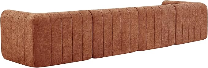 145.5 Inch Modular Full-Compressed Sectional SofaBeige Polyester Upholstered Modular Sofa with 4 PiecesCompressed Sponge Modular Couch for Living Room (Orange#81)