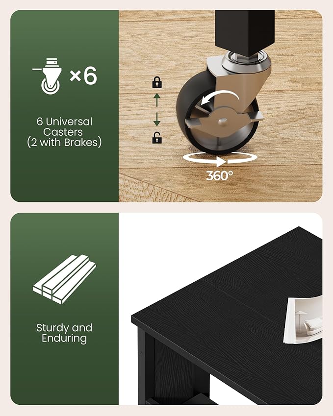 31.5 Modern Folding Computer Desk with Power Outlets Wheels Storage Perfect for Small Spaces Black TDN01UBB