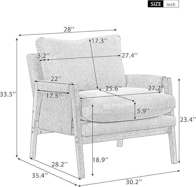 Mid-Century Modern Armchair with Soft Fabric and Elegant Design Ideal for Living Room Use Available in Blue