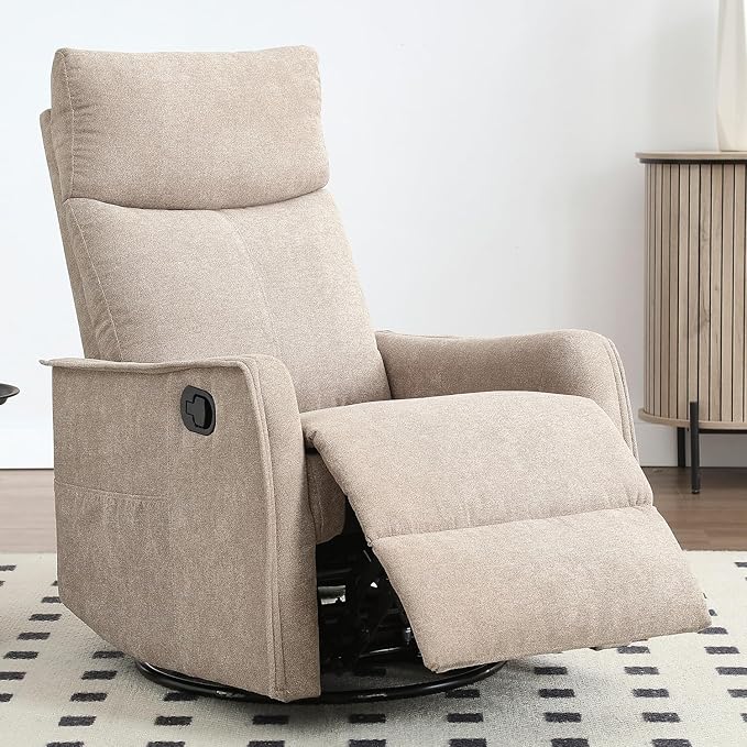 Leyu&ampHafort Swivel Rocker Recliner Chair 360° Swivel Recliner with Heat and Massage Rocker Recliner Nursery Glider Chair with Side Pockets for Living Room
