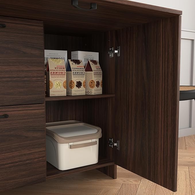 Space-Saving Fold-Up Desk Cabinet with Storage Drawer &amp Shelves for Home Office Dorms