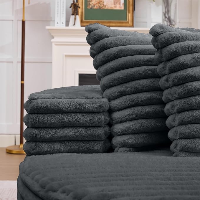 Oversized Upholstered Chaise Lounge Chair Indoor Corduroy Deep Seat Accent Chair Plush Boneless Barrel Sofa Chair for Living Room Bedroom Apartment (Gray 62.9 Inch)