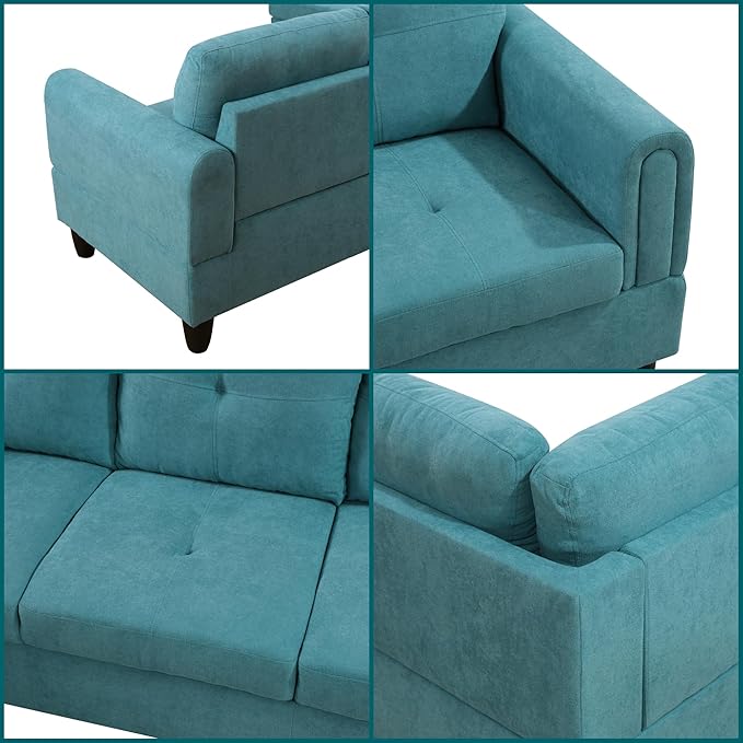 L Shaped Couch Modular Sectional Sofa with Chaise Modern Modular Sofas Furniture Sofa Couches for Living Room/Apartment/Office/Bedroom Teal Blue