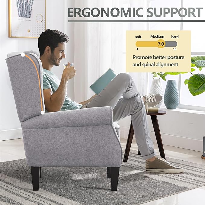 Accent Chair Set of 4 Modern Living Room Chairs with Wingback Comfy Upholstered High Back Single Sofa for Bedroom Mid-Century Reading Armchair Sillas para Sala