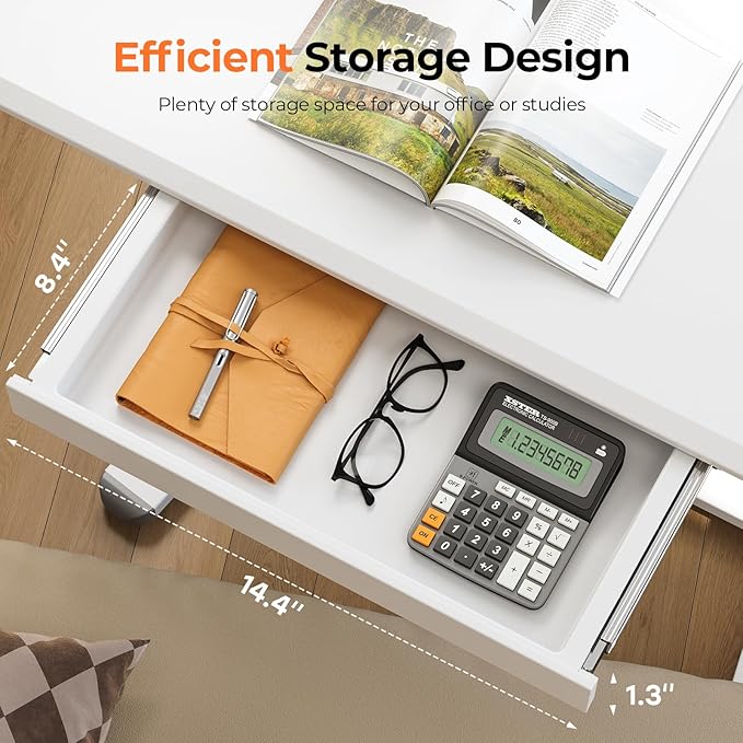 Mobile Standing Desk with Drawer 32 Rolling Desk with Cup Holder and Hooks Portable Laptop Cart on Wheels Height Adjustable Workstation with Storage for Home Office White