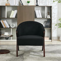 PU Leather Mid-Century Modern Accent Chair with Wooden Legs Comfortable Upholstered Reading and Leisure Chair for Living Room Bedroom and Waiting Room-Black
