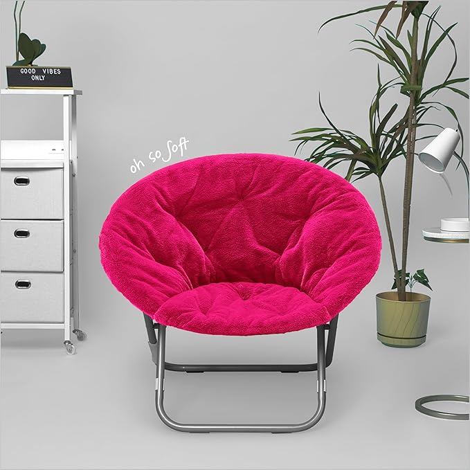 Urban Lifestyle Faux Fur Saucer Chair Pink