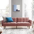 mopio Aaron 76.8 Couch Small Futon Sofa Bed Sleeper Loveseat Mid Century Modern Futon Couch Sofa Cama Couches for Living Room Bedroom (Old Rosa Velvet)