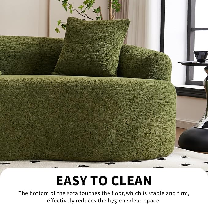 KEIKI Curved Chenille Modular Sectional Couches with Pillows 4 Seater Oversized Upholstered Luxury Plush Cloud Sofa for Living Room Apartment Full Compression Sponge