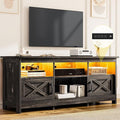 DWVO TV Stand for up to 65 Inch TV Entertainment Center with Storage TV Cabinet with Power Outlet &amp LED Light Strip Media Console Television Stands for Living Room Dark Rustic Oak