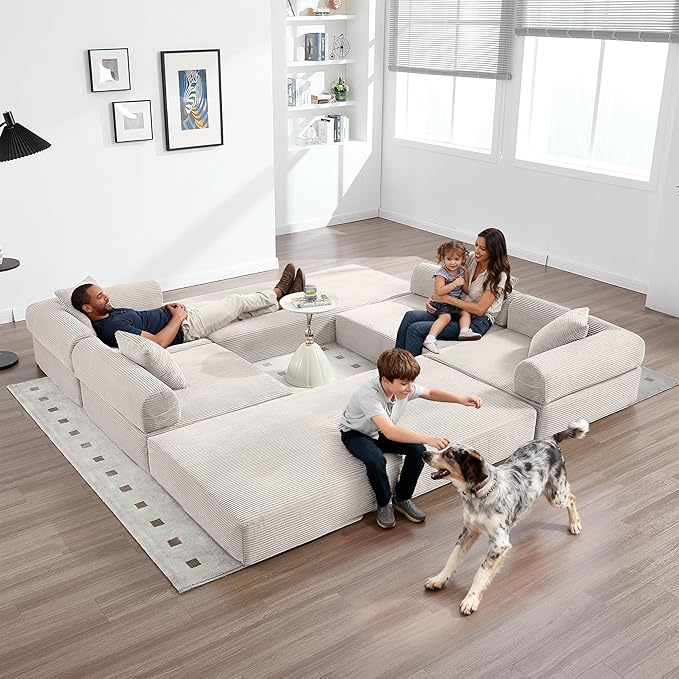 L Shape Convertible Sofa Bed with Cylindrical Pillow and Storage Pocket Convertible Sofa Couch Bed with Support Frame for Living Room Bedroom Children Room-Beige