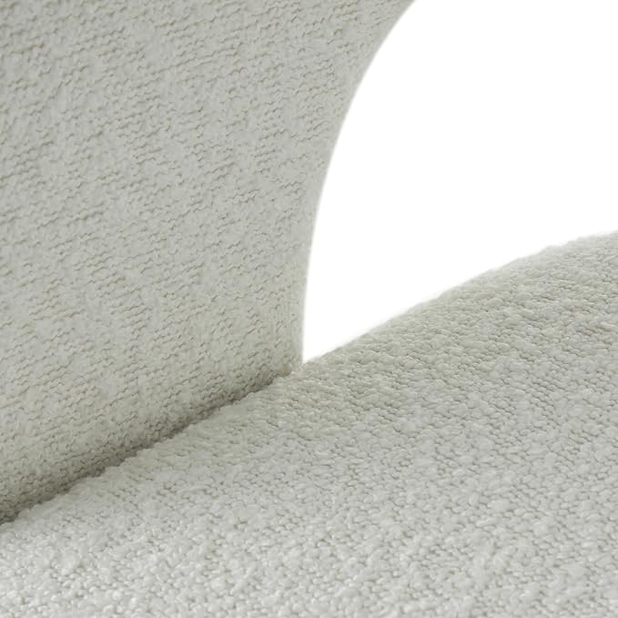 Deco 79 Polyester Living Room Accent Chair Curved Back Mid Century Modern Round Boucle Side Chair Corner Chair 28 x 22 x 28 White