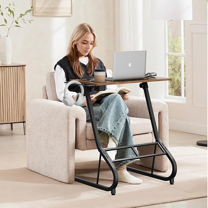 GRLEAF Adjustable Height Standing Desk for Walking Pad Treadmill Desk for Laptop with Cup Holder Desk for Bike/Cycling Used for Bedrooms and Offices (Rustic Brown)