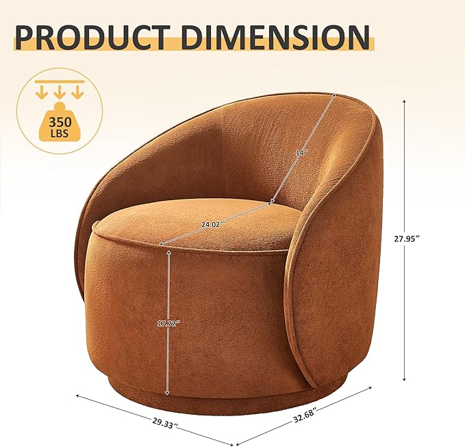 Swivel Accent Chairs Set of 2 360° Comfy Barrel Swivel Club Armchair Modern Reading Chair for Living Room Bedroom Office Balcony Entryway Terry Curry