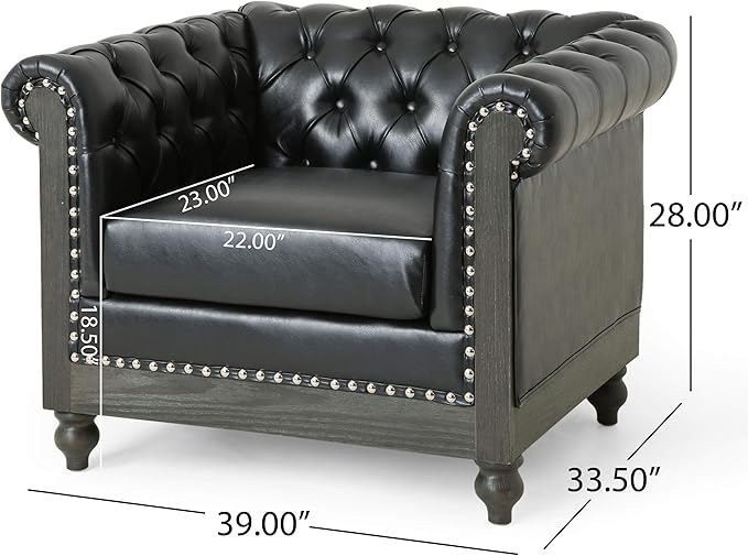 Christopher Knight Home Castalia Club Chair Pine Midnight Black + Dark Brown