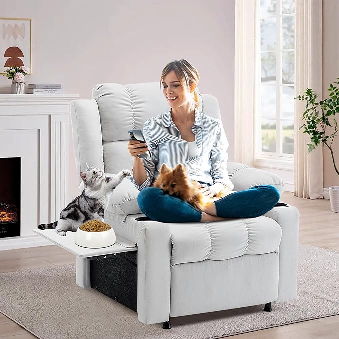 HAOBO Home Recliner Chair with Heat and Massage Recliner Sofa Chair for Adults Recliners Home Theater Seating Reclining Sofa Chair Oversized Reclining Single Sofa Seat for Living Room