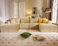 WorthFurni Cloud Modular Sofa Couch with U-Shape Chaise and Big Ottoman Modern Sectional with Deep Seat Upholstered Couches for Living RoomNo Assembly Required Plush Corduroy Fabric 139.37(Beige)
