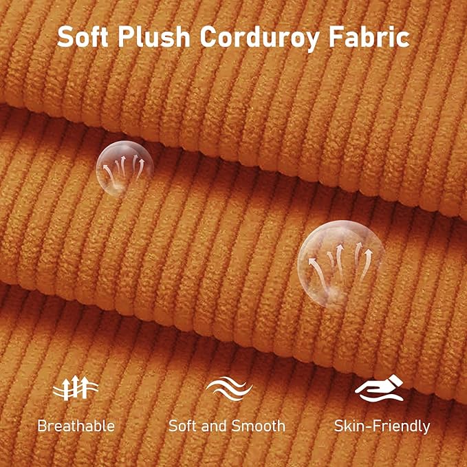 Furnimart Futon Sofa Bed 66 Corduroy Convertible Futon Couch with 3-Position Adjustable Backrest Solid Wood Frame Sleeper Sofa for Small Space Living Room Apartment Office Burnt Orange