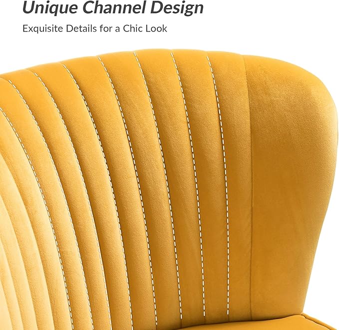 HULALA HOME Velvet Loveseat Sofa with Gold Legs Mid-Century Modern Upholstered Love seat Couch Tufted Small 2-Seat Sofa Armless for Living Room Bedroom Apartment Small Spaces Mustard