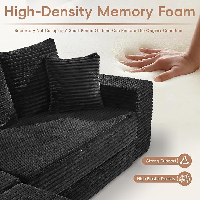 106 Modular Cloud Sofa - Boneless Couch Convertible Sectional with High Density Foam 4-in-1 Sofa Bed/Tatami/L-Shape Couch No Assembly Required