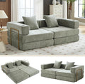 Convertible Sleeper Sofa Bed – 77'' 3-Seater Futon Couch with Corduroy Upholstery Pull-Out Floor Bed High-Density Foam No Assembly Perfect for Living Room Bedroom Apartment Studio (Green)