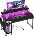 DLisiting Black Gaming Desk with Shelves and Drawers - 39 Inch Small Gaming Desk with Storage Shelves for Boys Teens Bedroom Black Computer Desks with Drawers Monitor Stand Power Outlet