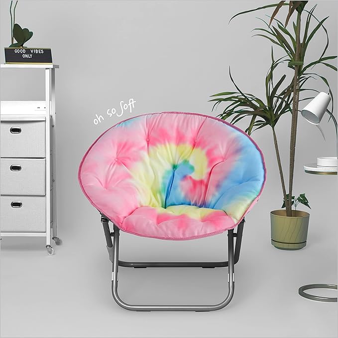 Urban Lifestyle Micromink Saucer Chair Rainbow Tie Die
