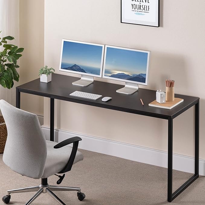 Zinus Jennifer 63 Inch Black Frame Desk Computer Workstation Office Desk Easy Assembly Deep Espresso