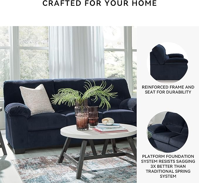 Signature Design by Ashley SimpleJoy Contemporary Sofa for Living Room Blue