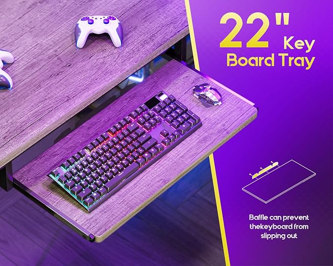 AODK 59 Inch L Shaped Desk with 4 Drawers Gaming Desk with Led Lights &amp Power Outlets Computer Desk with Pegboard &amp Keyboard Tray Reverisble Home Office Desk with Storage Shelves &amp CPU