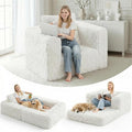 HABUTWAY Convertible Sofa Bed 3-in-1 Futon Sofa Bed with Pillow Foldable Pull Out Floor Sofa Bed with Removable Cover Plush Boneless Couch for Living Room/Bedroom/Dorm(TwinWhite)