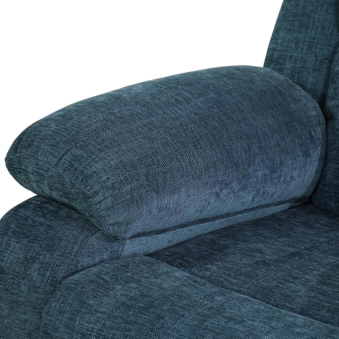 Manual Linen Recliner Chair Sofa for Living Room35 Ergonomic Reclining Chair with 10 Arm/Upholstered Seat/Metal FrameModern Single Couch for Rv Sofa/Home Theater Seating/Office(Blue)