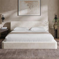 RECCI AirFrame California King Bed Frame with Ergonomic Angled Foam Cushioned Headboard Minimalist Design Platform Bed Frame No Box Spring Needed Easy Assembly (Beige Chenille)
