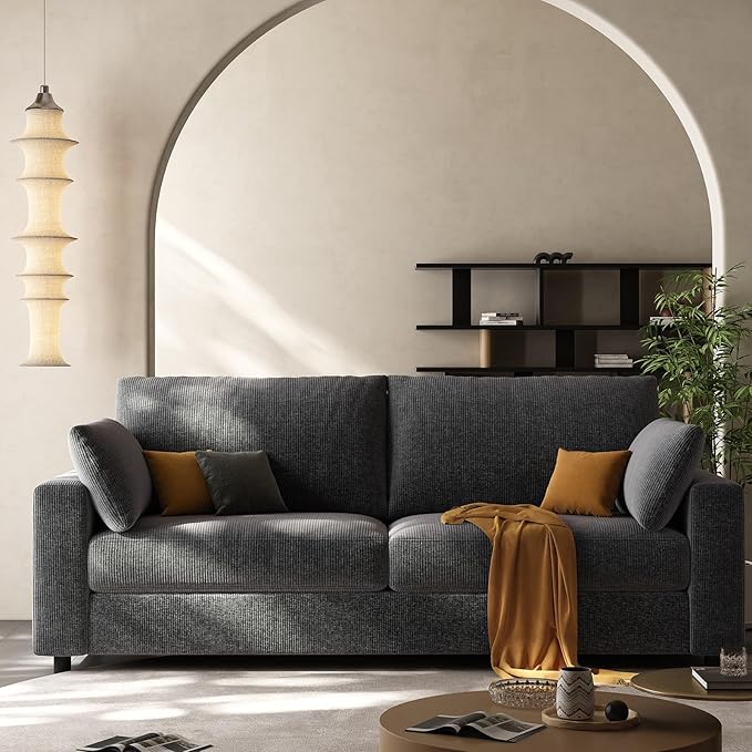 71” Loveseat Sofa Mid Century Modern Decor Love Seat Couches for Living Room Linen Fabric Deep Cushions Couch for Bedroom Solid and Easy to Install Love Seats Furniture (Blue Gray 71 Inch)
