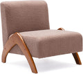 Oversized Accent Chair upholstered armless mid Century Modern Living Room Chair with Wooden Legs for Bedroom/Office/Cafe Sherpa Brown