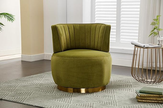 NewCosmos 360 Degree Swivel Cuddle Barrel Accent Sofa Chairs Round Armchairs with Wide Upholstered Fluffy Velvet Fabric Chair for Living Room Bedroom Office Waiting Rooms