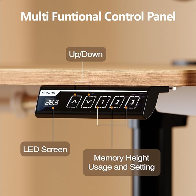 Monomi Electric Standing Desk 47.2 inches Height Adjustable Desk Ergonomic Computer Home Office Sit Stand Up Desk with Memory Preset Controller Two-Piece Desktop (Light Vintage Brown)