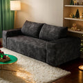 71 W Corduroy Boneless Couch 3-Seater Compression Sofa with Deep Seat No Assembly Required Comfy Loveseat Sofa with 2 Pillows Sofa Couches for Living Room/Apartment (Black 71 inch) | Breathable