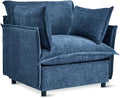 VINGLI Blue Accent Chair 34 Width Oversized Reading Chair Upholstered Armchair Soft Chenille Fabric Living Room Chairs Sofa for Adults Bedroom Home Office Play Room