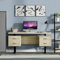 60'' Mariposa Home Office Computer Desk - Reclaimed White Oak Top Reclaimed White Oak Body Black Metal Black Hardware