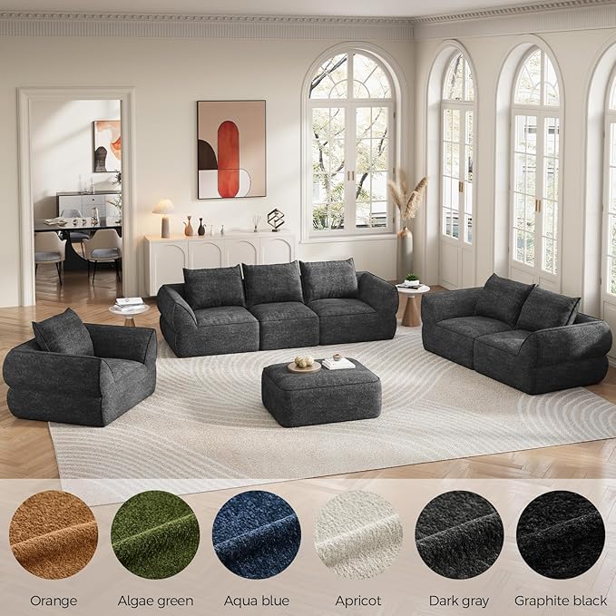 76.4 Cloud Loveseat Sofa Deep Seat Couch with Pillows Modern Comfortable Upholstery Boneless Sofa 1 Piece for Living Room Bedroom Apartment Removable CoverNo Assembly Required Dark Gray