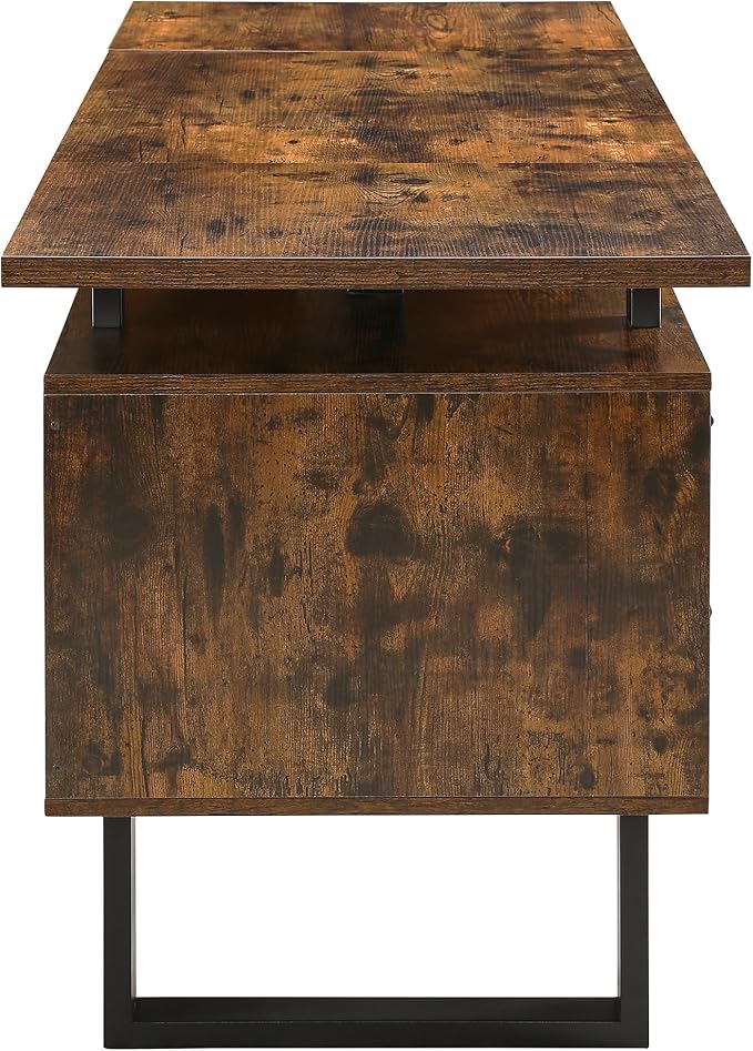 Computer Desk with 4 Drawers for Files Organization Large Home Office Desk with Storage Shelves Industrial Study Writing Table Workstation for Home Office Study Room Dedroom Rustic Brown