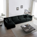 WILLIAMSPACE 146.5 Sectional Sofa Couch for Living Room Modern Upholstered Oversized L-Shaped Sofa with Ottoman &amp Toss Pillows Modular 5 Seat Sofa Furniture for Apartment Chenille Fabric (Blac