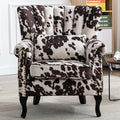 Mid Century Modern Accent Chair Upholstered Armchair Comfy Western Fabric Single Sofa with Lined Wingback for Small Spaces Bedroom Living Room Cow 30.1D x 30.5W x 35H in